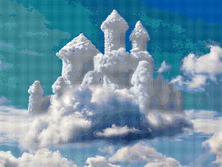 замок из облаков - замок фэнтази, облака, замки, небо - предпросмотр