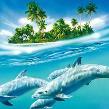 Схема вышивки «Дельфины в море»