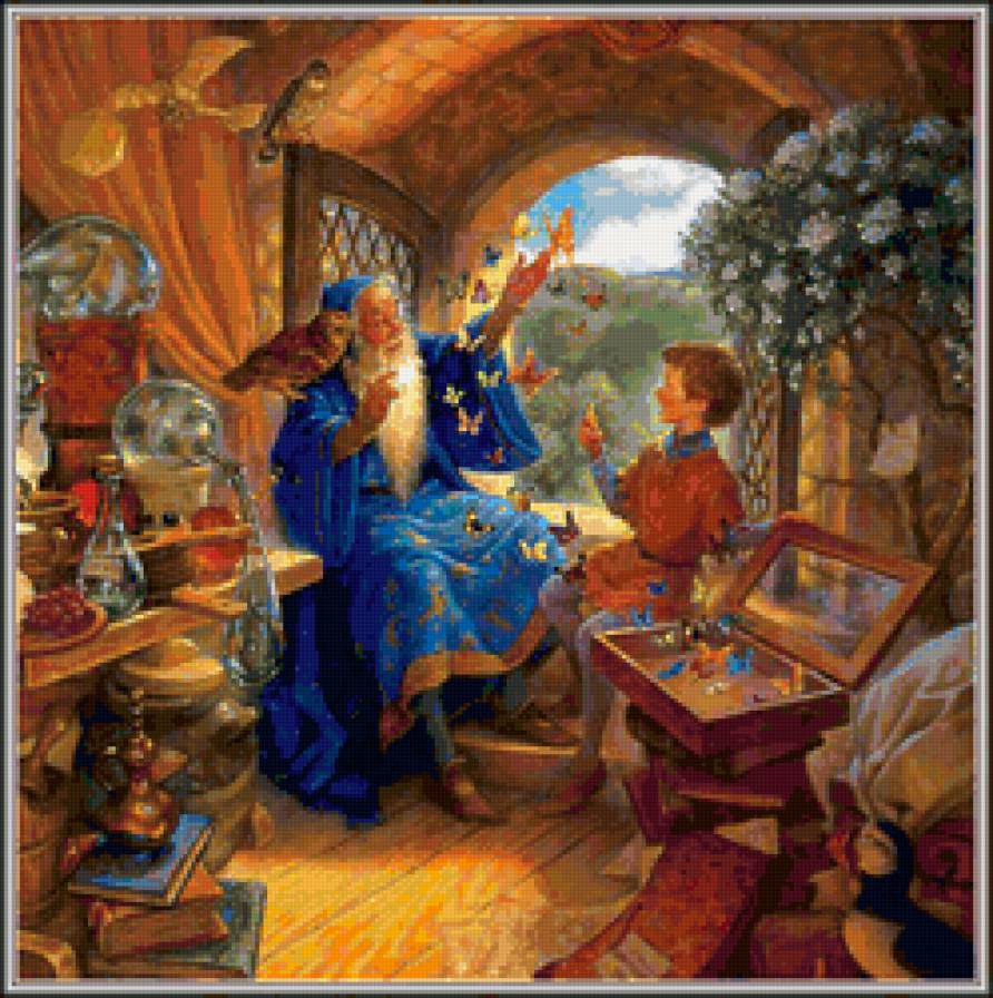 В гостях у волшебника - сказка, живопись, волшебник, дети - предпросмотр