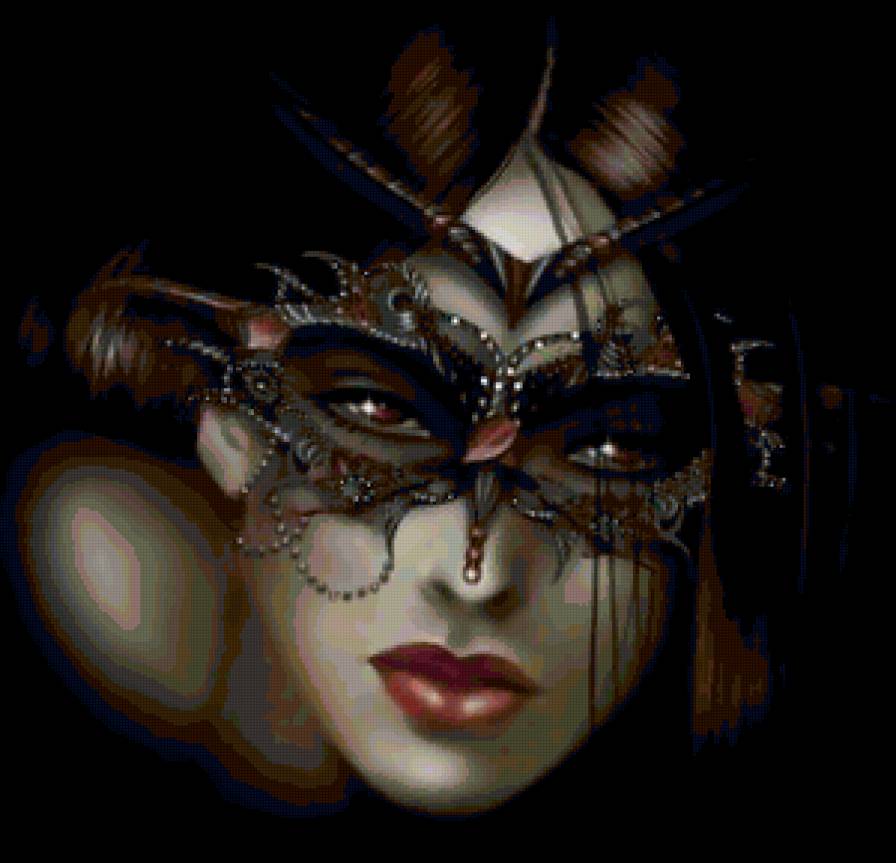 маска тьмы - красота, костюм, маска, картина, венеция, портрет, маскарад - предпросмотр