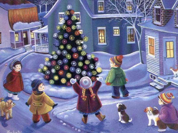 Новый Год - зима, новый год, дети, елка, снег - оригинал