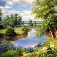 Схема вышивки «Пейзаж, лес»