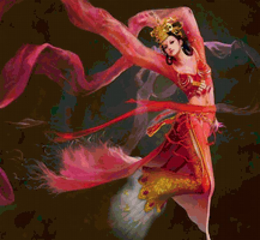 японка - фентази, вышивка - предпросмотр