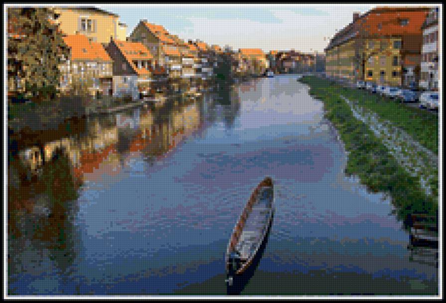 Лодочка - городские пейзажи, река, лодка, красота - предпросмотр