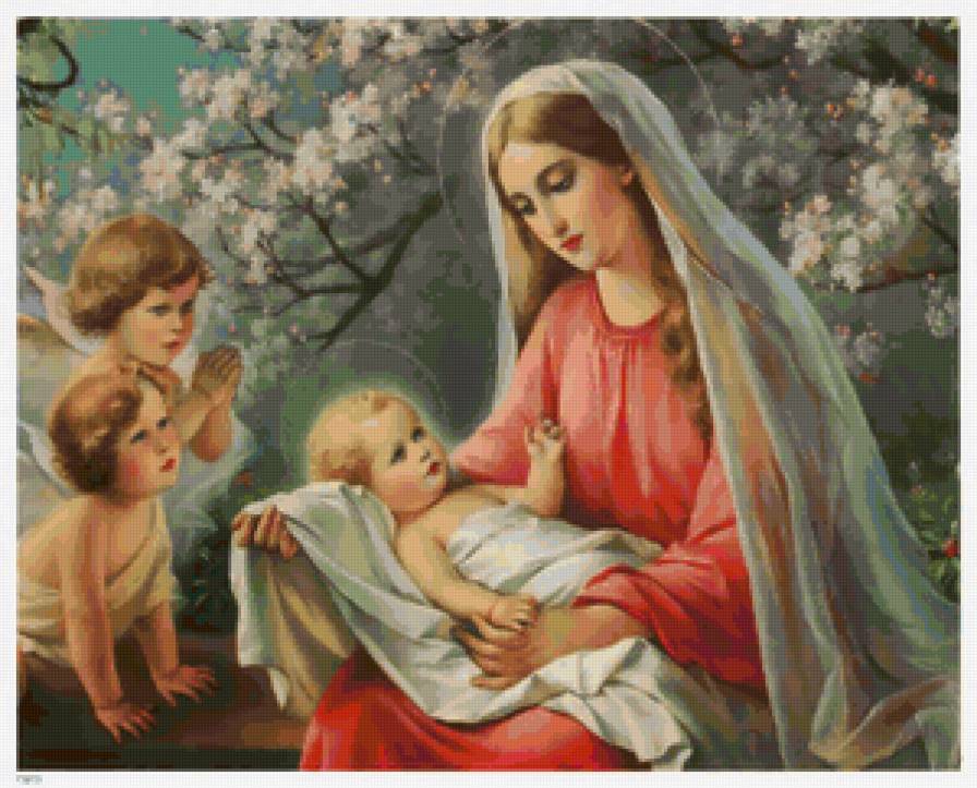 мадонна с младенцем - мадонна, младенец, картина, живопись, икона - предпросмотр