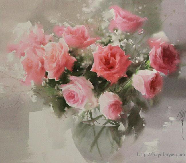 цветы в вазе - розы - оригинал