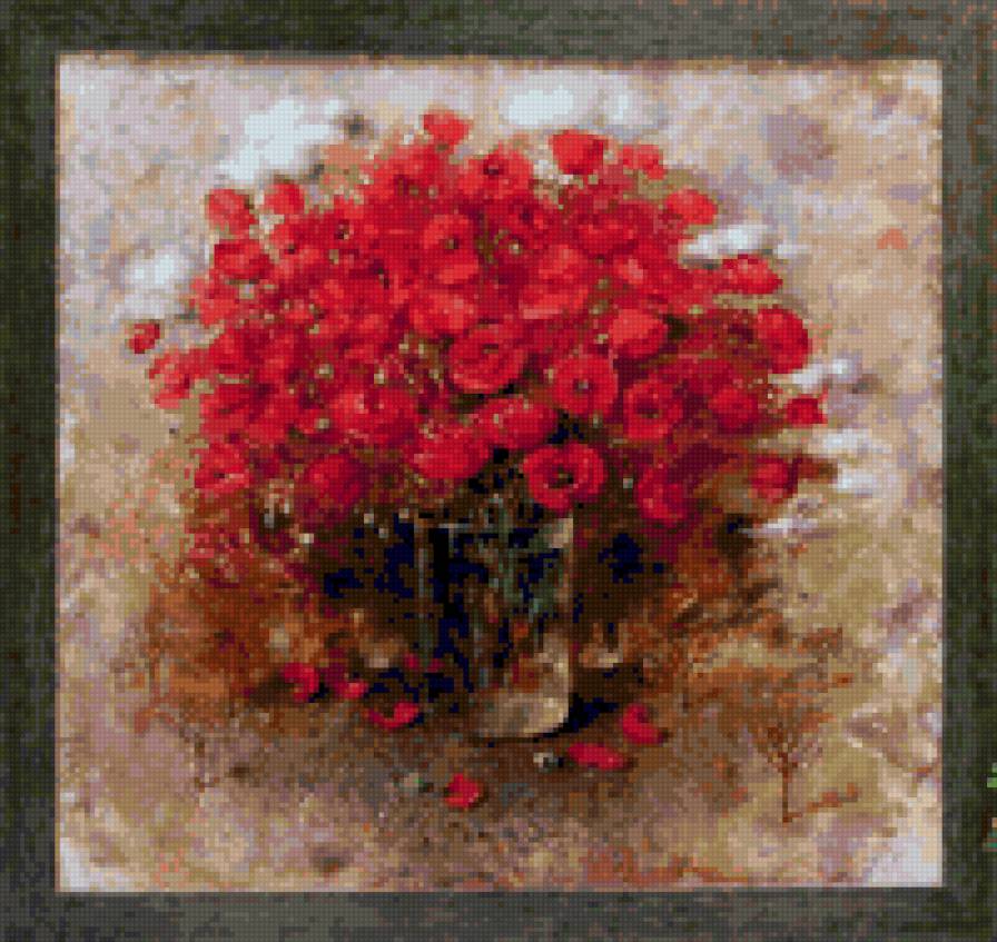 цветы в вазе - маки - предпросмотр