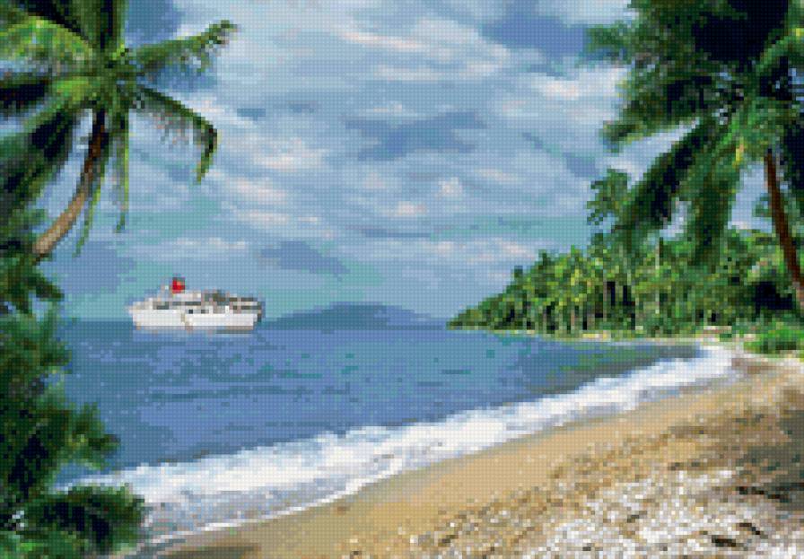 На Лазурном берегу - природа, пейзаж, море, картина - предпросмотр