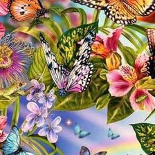 Оригинал схемы вышивки «Бабочки и цветы» (№144532)