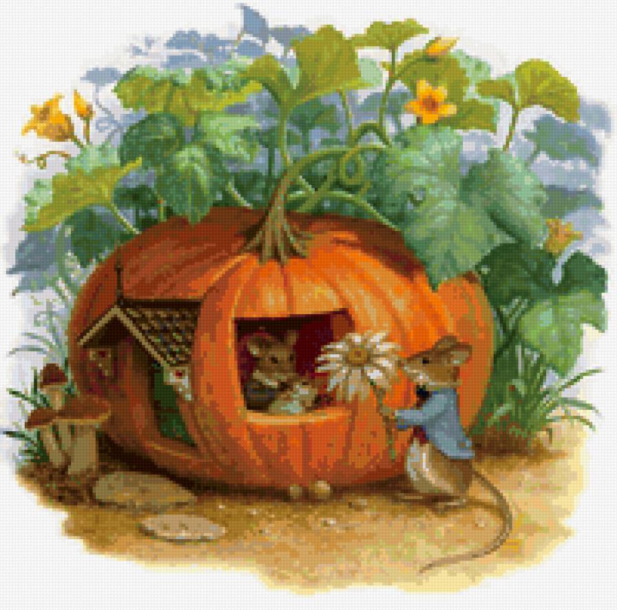 Мышки в домике - мышки, тыква, сказка, детям - предпросмотр