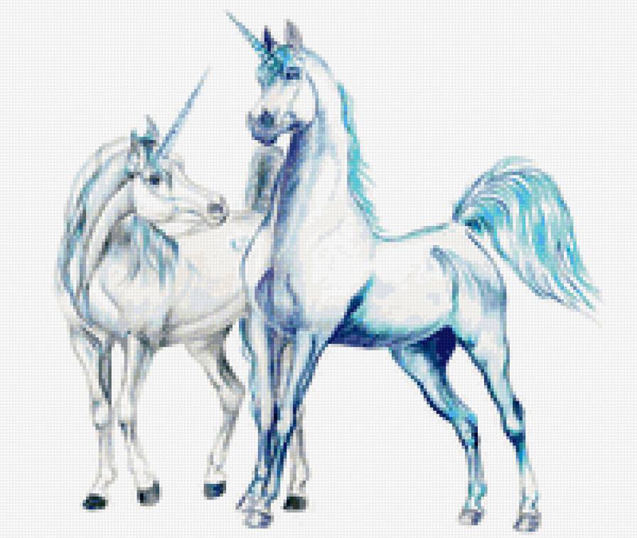 пара единорогов - лошади - предпросмотр