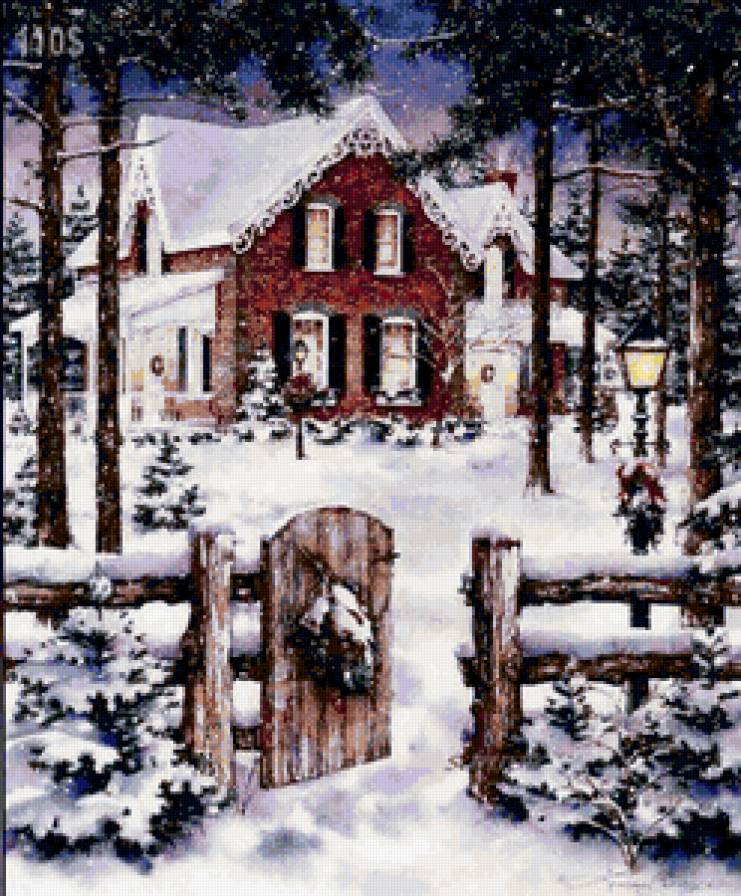 №144689 - зима, новый год, снег, дом - предпросмотр