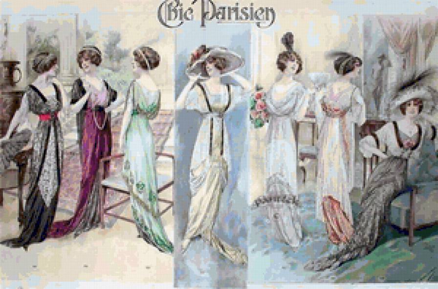 Дамы - девушка, модерн, дама, мода, ретро - предпросмотр