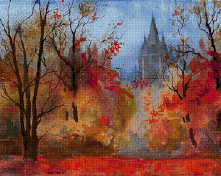 Среди осенних кленов - деревья, осень - предпросмотр