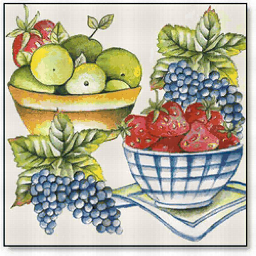 кухонный натюрморт - натюрморт, фрукты, кухня - предпросмотр