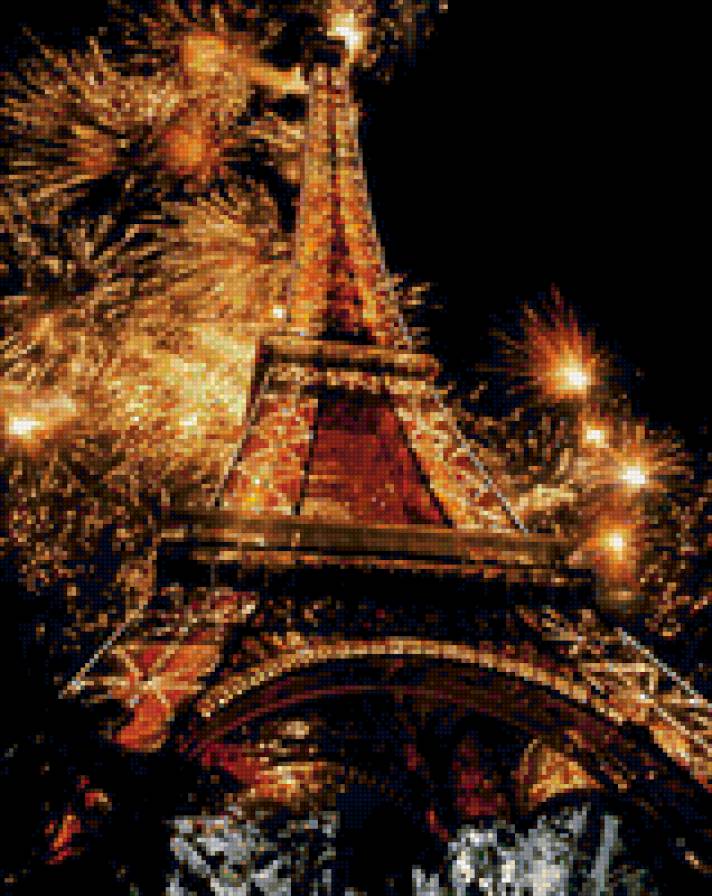 Париж. Эйфелева Башня - париж, пейзаж, башня, салют - предпросмотр