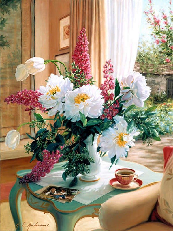 Робин Андерсон - цветы, букеты, красота, розы и пионы, вазы, натюрморты - оригинал