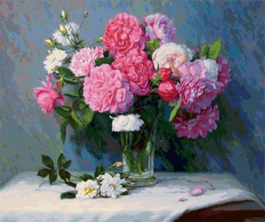 Робин Андерсон - розы и пионы, вазы, букеты, красота, цветы, натюрморты - предпросмотр