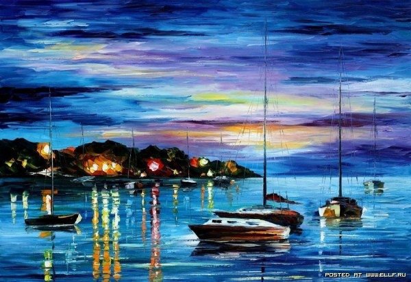 Леонид Афремов - пейзаж, город, художник, природа, красота, река - оригинал