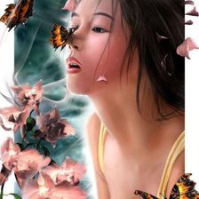 девушка и бабочки