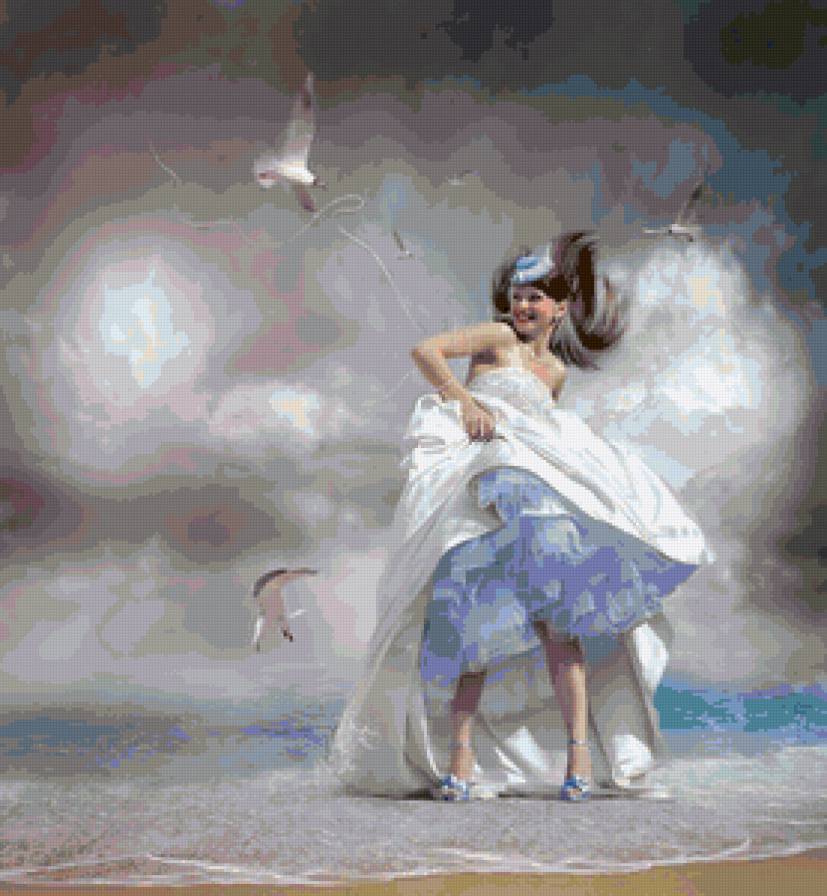 Девушка - девушка, счастье, море, чайки - предпросмотр