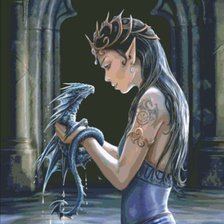 Схема вышивки «Эльфийка и дракон»