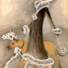 Схема вышивки «Дамочка с догами»