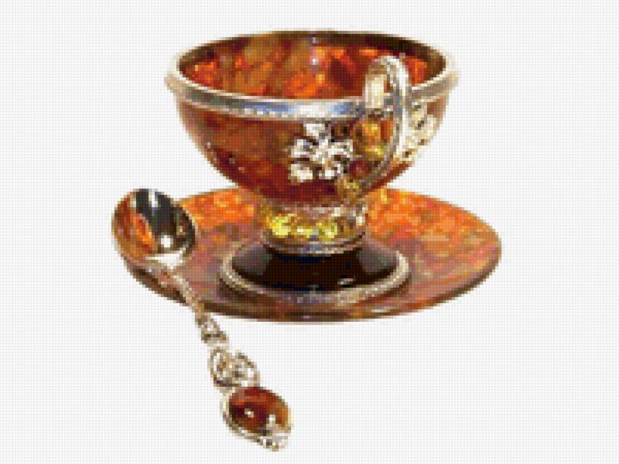 янтарь - украшение, натюрморт, камень, чашка - предпросмотр