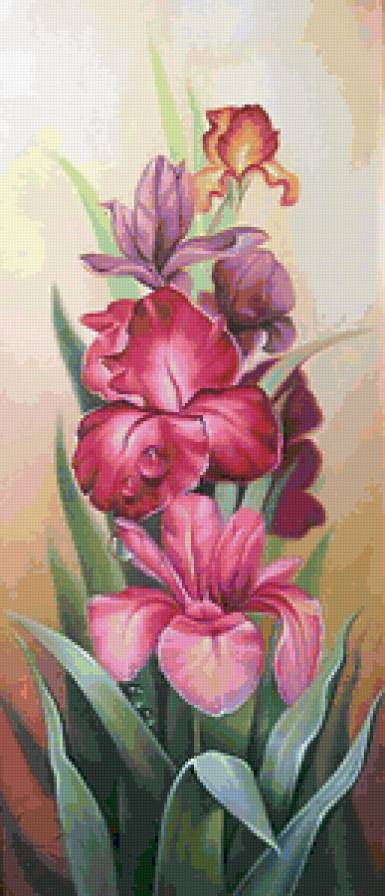 ирисы-фэнтези пр.ч. - цветы, триптих - предпросмотр