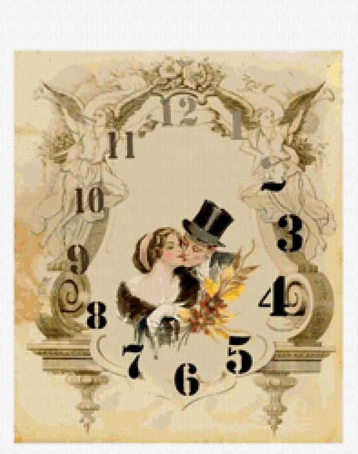 влюбленные - пара, часы, ретро - предпросмотр