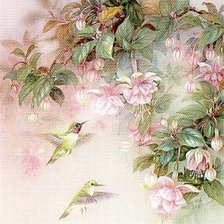 Оригинал схемы вышивки «цветы и колибри» (№146749)