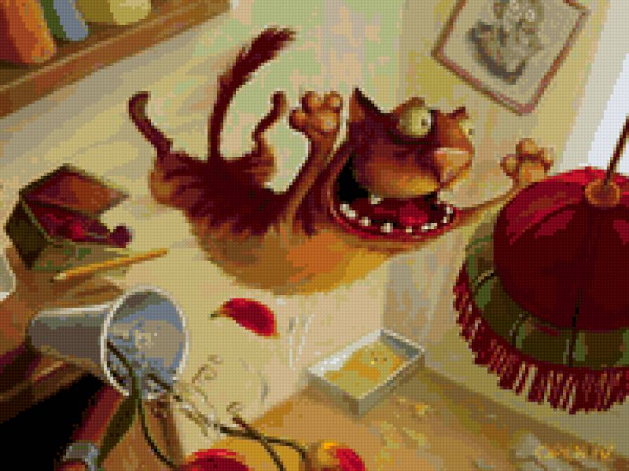 Кошачий полёт! - животные, кошка, картинка, юмор, кот - предпросмотр