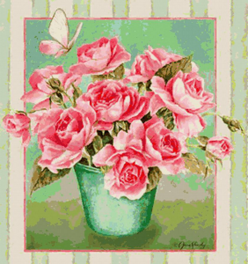 розы - розочки, цветы, розы, лепестки, букет, душистые розы, бабочка - предпросмотр