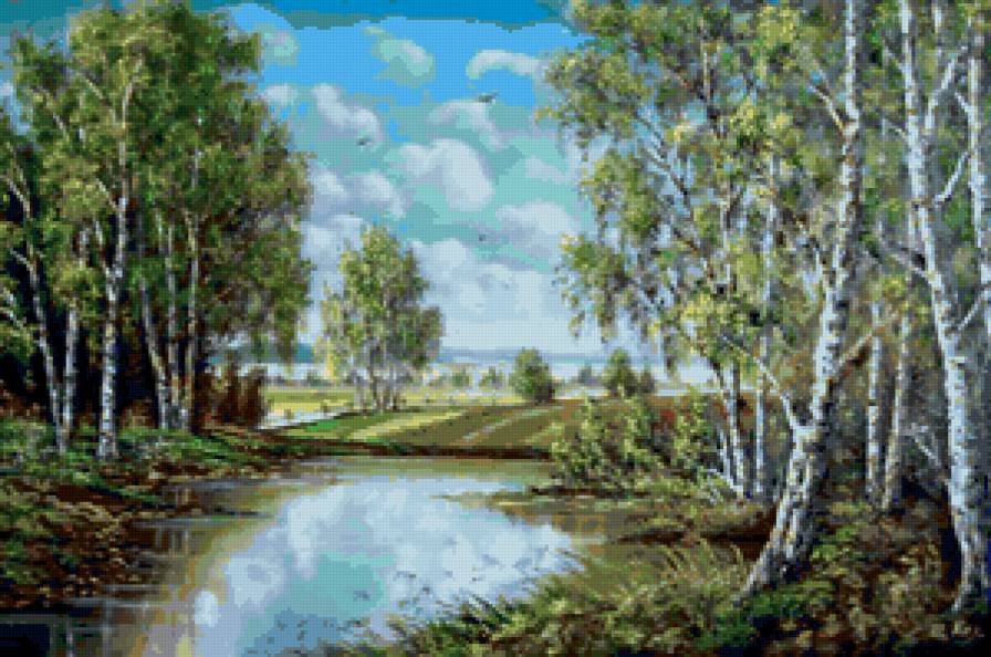 Голубая даль - пейзаж, лето, кртина - предпросмотр