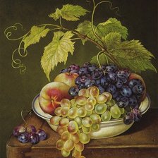 Натюрморт с виноградом и с персиком