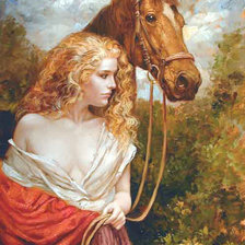 Схема вышивки «Bruno Di Maio - Девушка с лошадью»