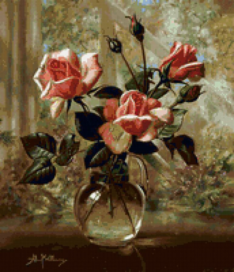 розы в вазе - предпросмотр