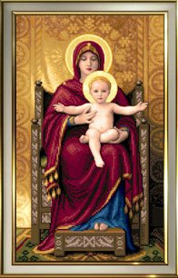 Богородица с младенцем на троне - богородица с младенцем на троне, икона, религия - оригинал