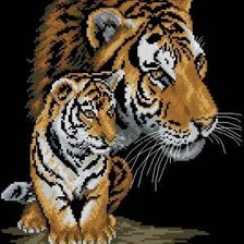 Оригинал схемы вышивки «тигрица и тигренок» (№147335)