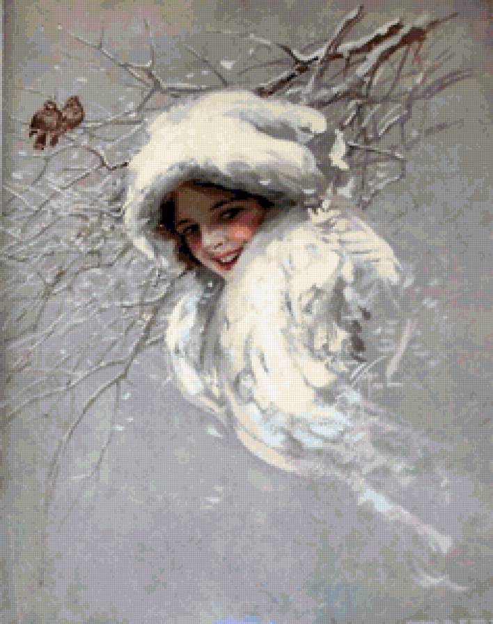 Серия Харрисон Фишер - снег, девушка, зима - предпросмотр