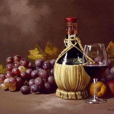 Rino Gonzalez - натюрморт фрукты и красное вино