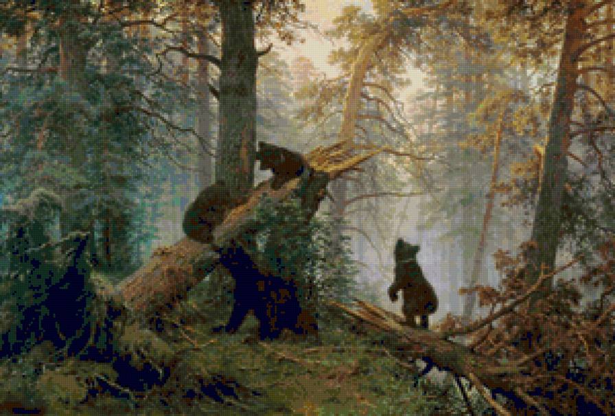 И.Шишкин - Утро в сосновом лесу - животные, природа, утро в сосновом лесу, и.шишкин - предпросмотр