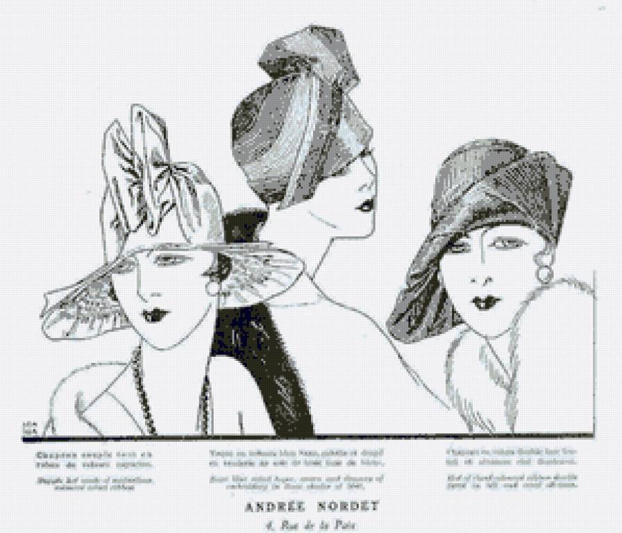 Леди - мода, шляпка, черно-белое, девушка, ретро - предпросмотр