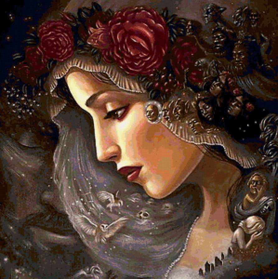 Девушка - 120 цв - портрет, фея, девушка, красота, фентази, картина - предпросмотр