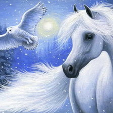 Схема вышивки «Сова и белая лошадь»