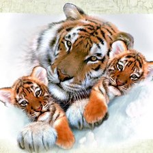 Оригинал схемы вышивки «tiger family» (№148505)