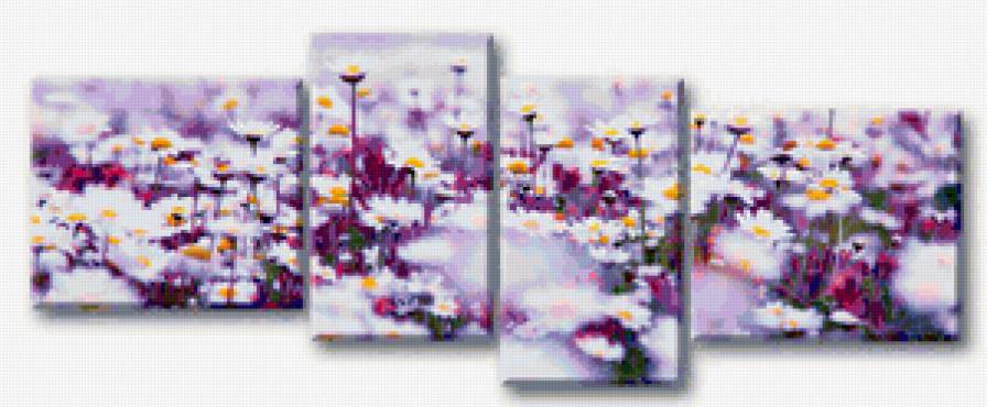 полевые цветы - модульная картина - предпросмотр