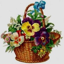 Оригинал схемы вышивки «цветы в корзине» (№148599)