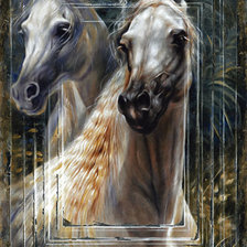 Оригинал схемы вышивки «белые лошади» (№148616)