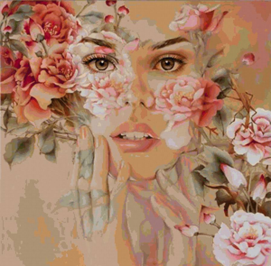 Девушка Цветок - девушка, цветок, лицо - предпросмотр